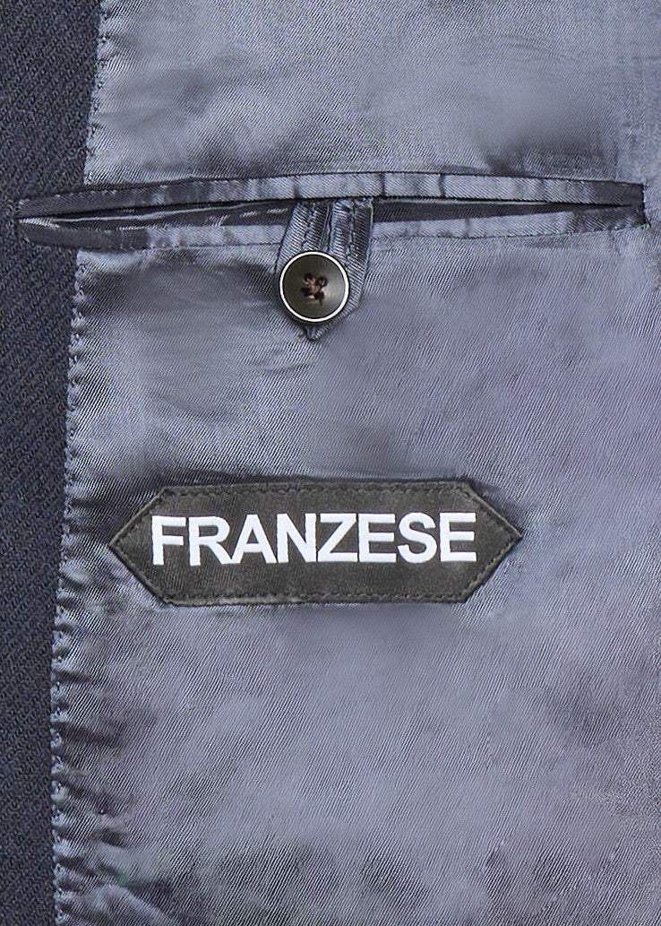 Franzese Collection Double-Breasted Navy Wool Coat