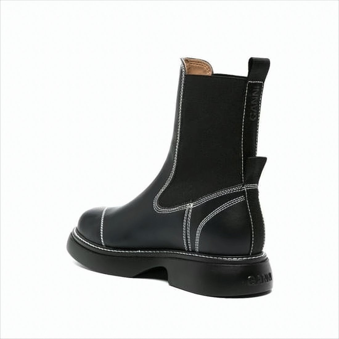 Ganni Black Polyurethane Boots With Chunky Silhouette