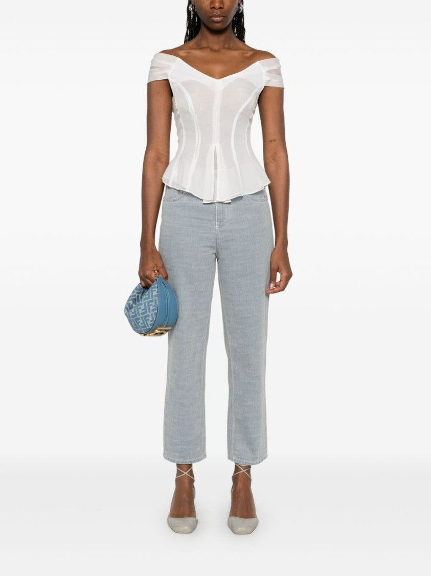 Fendi Straight-Fit Denim Trousers With Iconic Fendi Patch