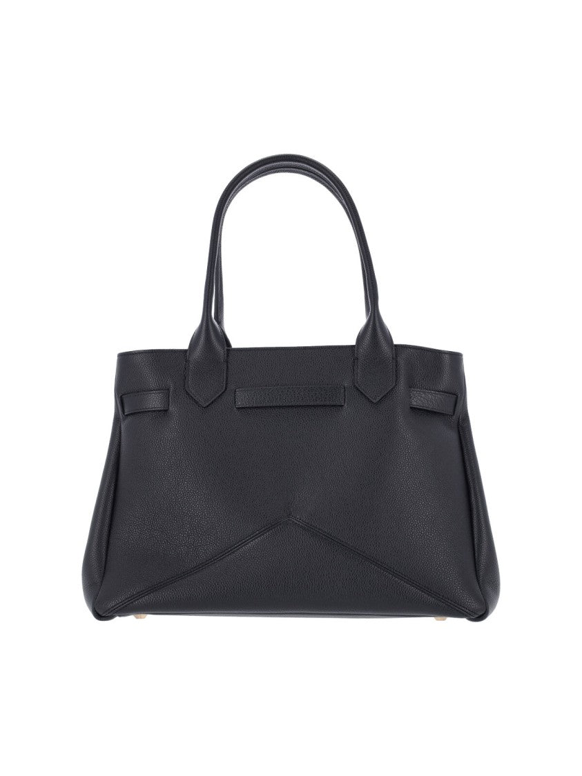 Ballantyne Structured Black Calf Leather Tote