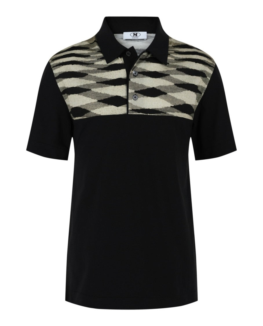 M Missoni Contrasting-Collar Polo Shirt With Geometric Motifs