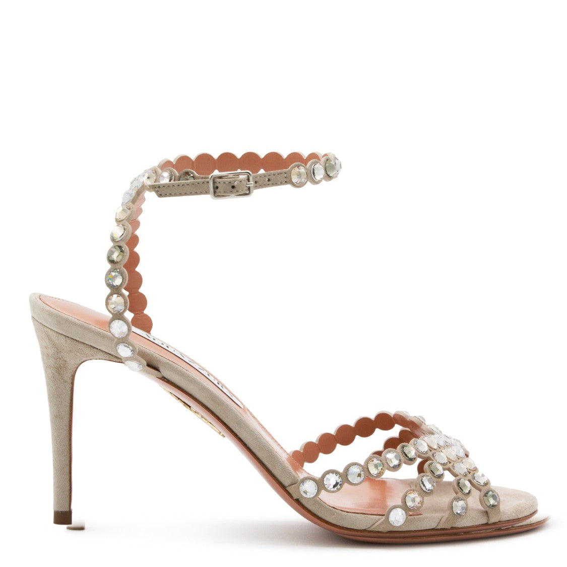 Aquazzura Stone Leather Rhinestone Straps Sandals