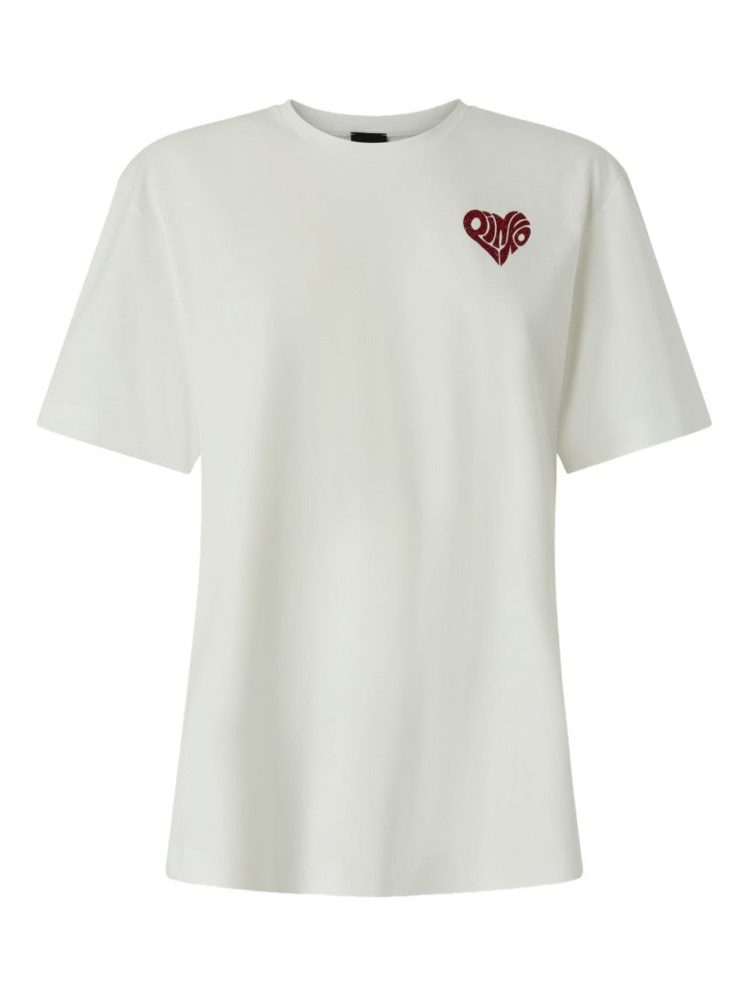 Pinko White Heart Motif Back Print T-Shirt