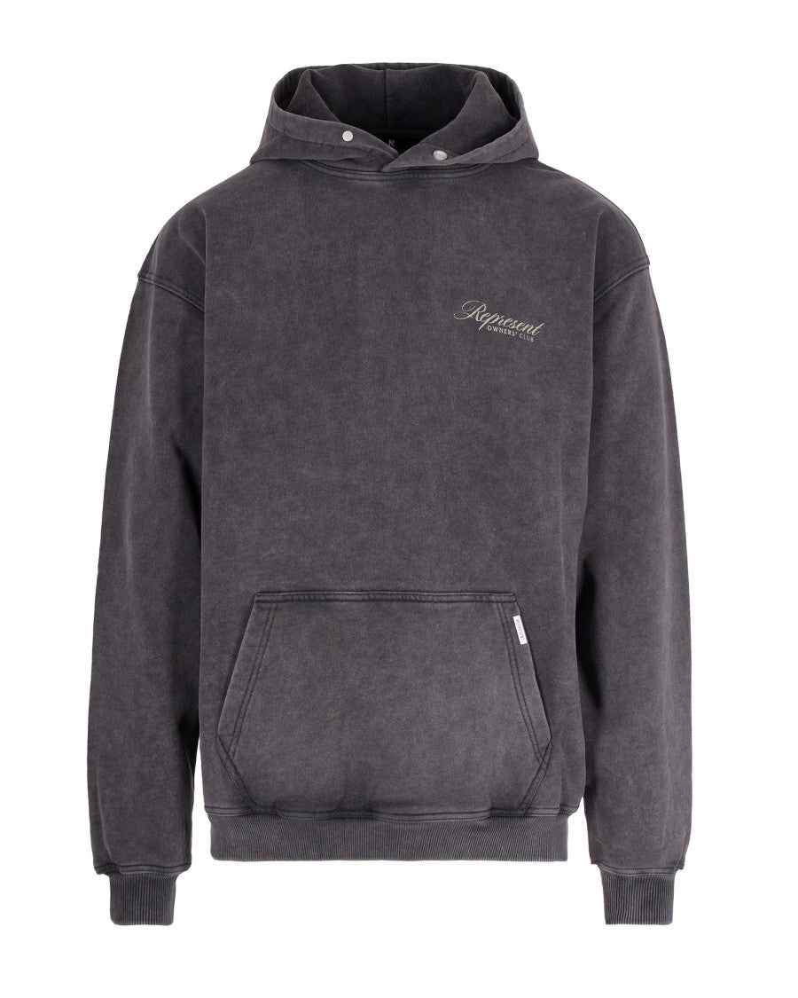 Represent Vintage Grey Oversized Hoodie With Screen-Printed Detailing