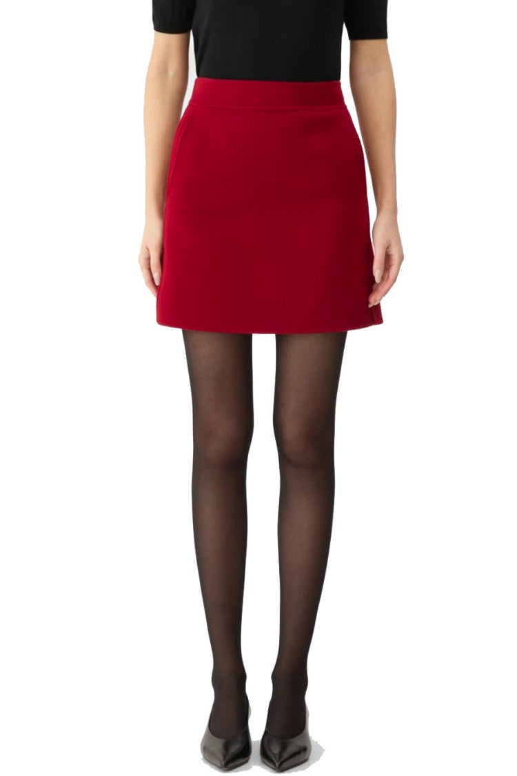 Max Mara Red Virgin Wool A-Line Mini Skirt