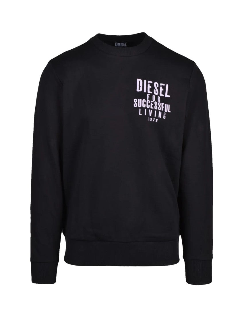 Diesel Classic Fit Cotton Sweatshirt With Signature Logo Detail