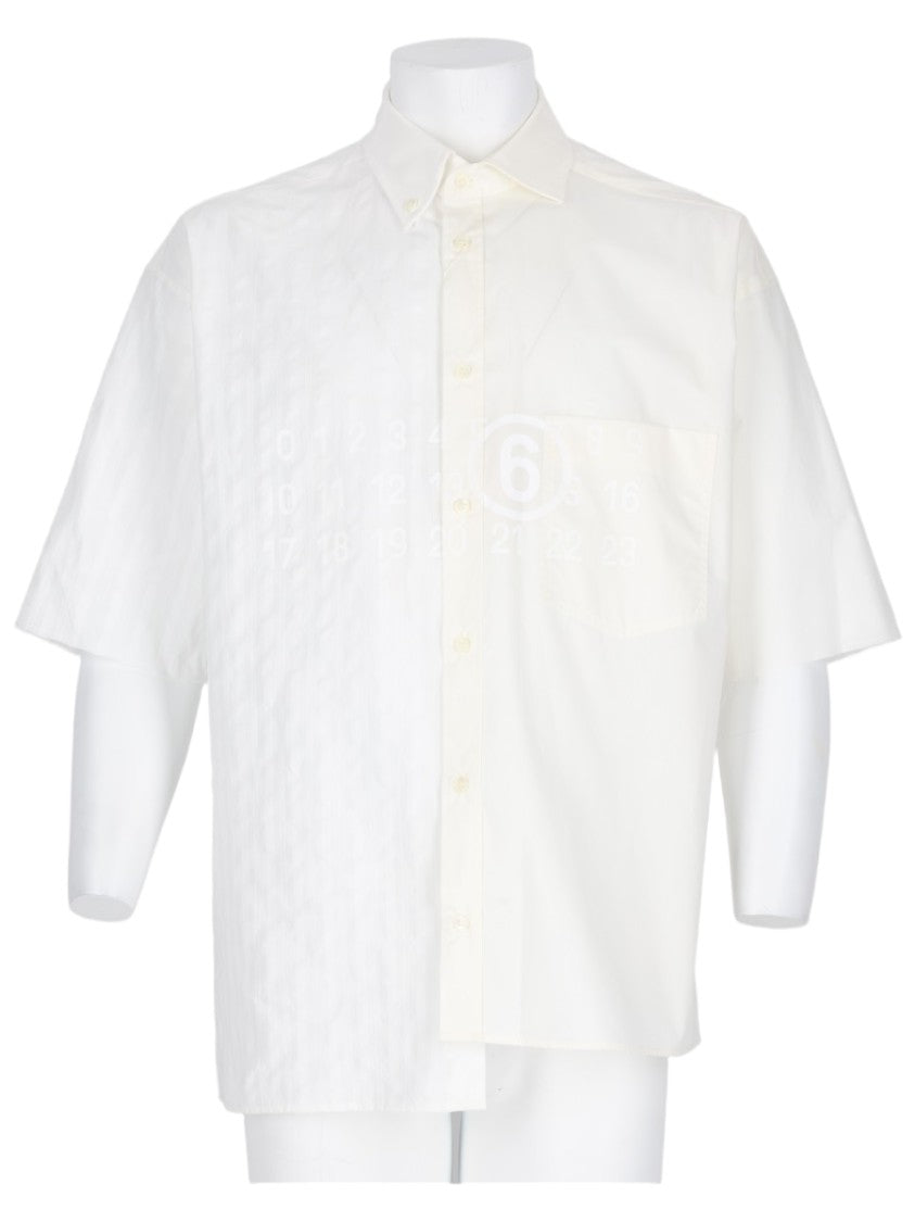 Mm6 By Maison Margiela White Asymmetrical Textured Casual Shirt