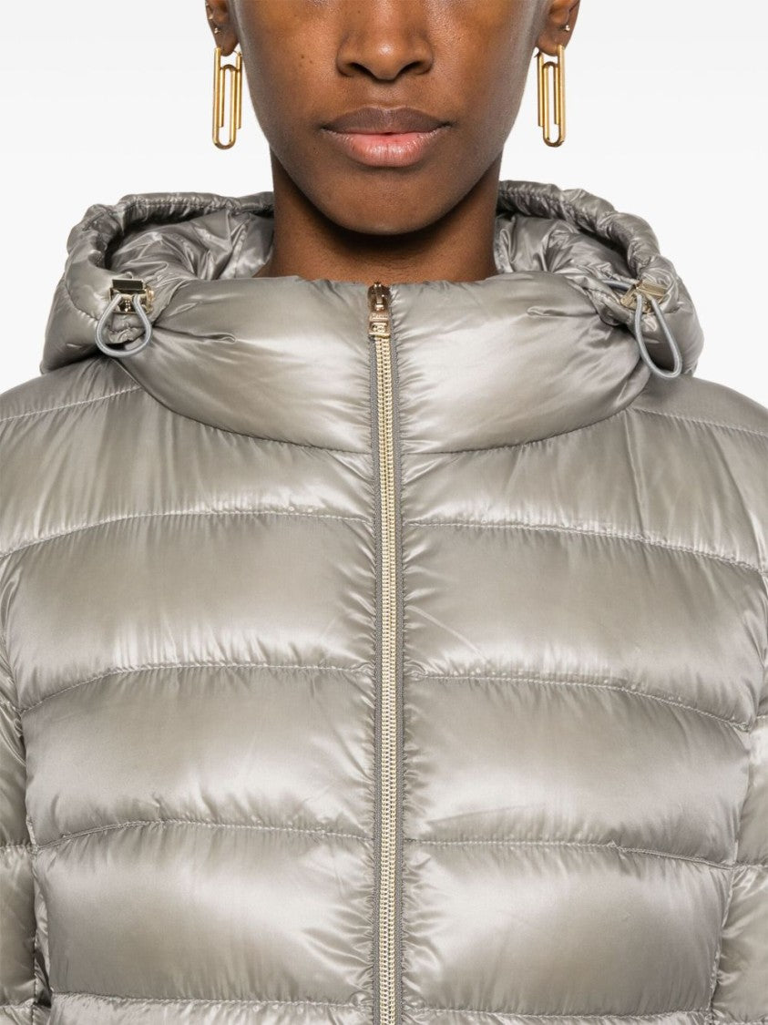 Herno Pearl Gray Slim-Fit Down Jacket With Removable Hood