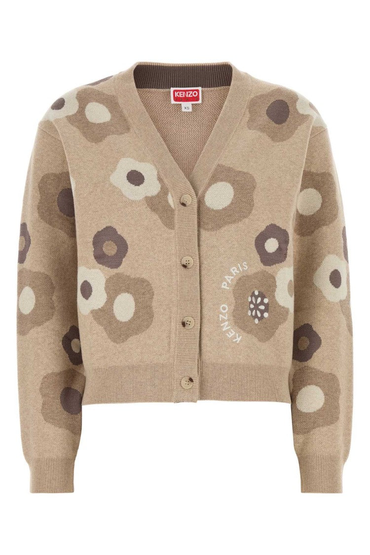 Kenzo Embroidered Wool Blend Cardigan