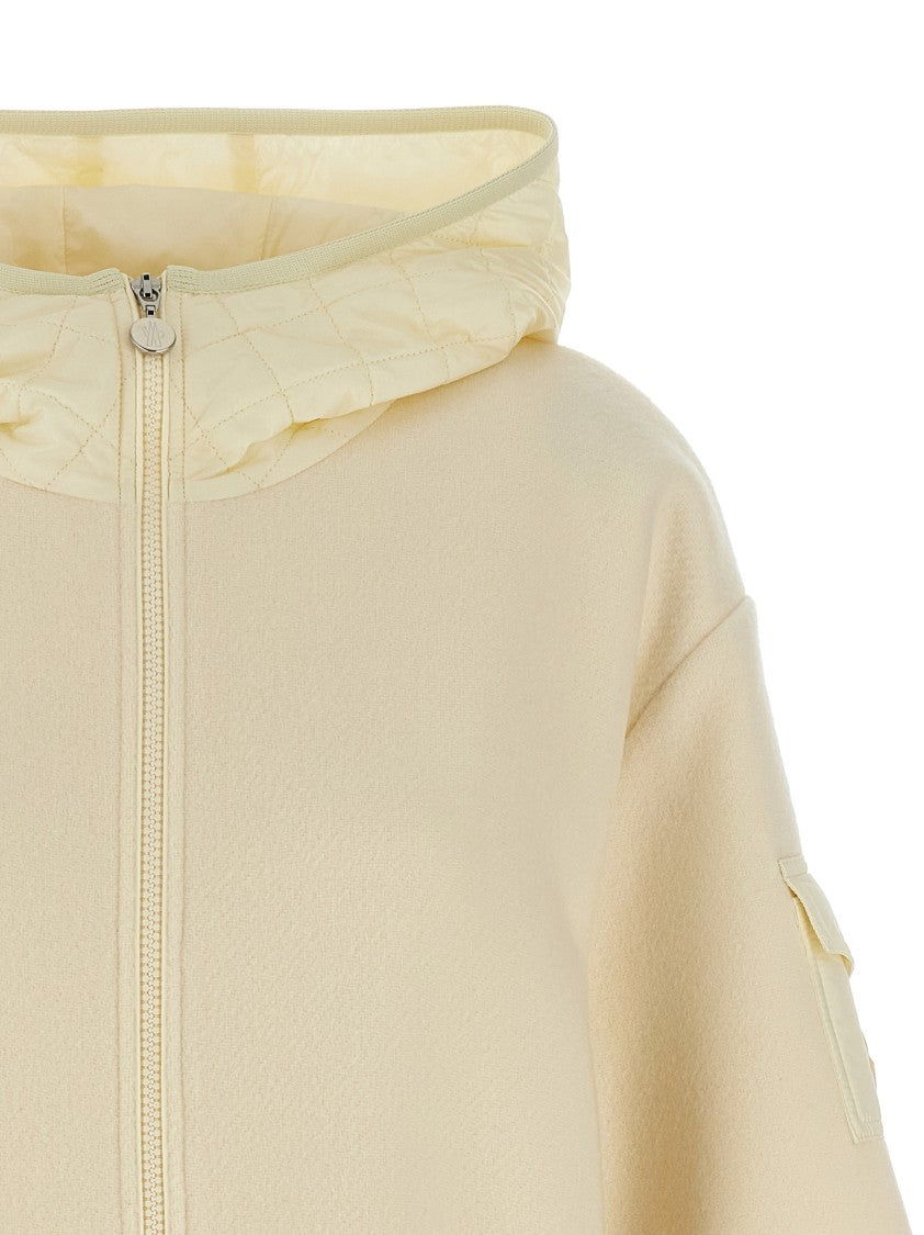 Moncler Two-Material Cape With Padded Quilted Hood