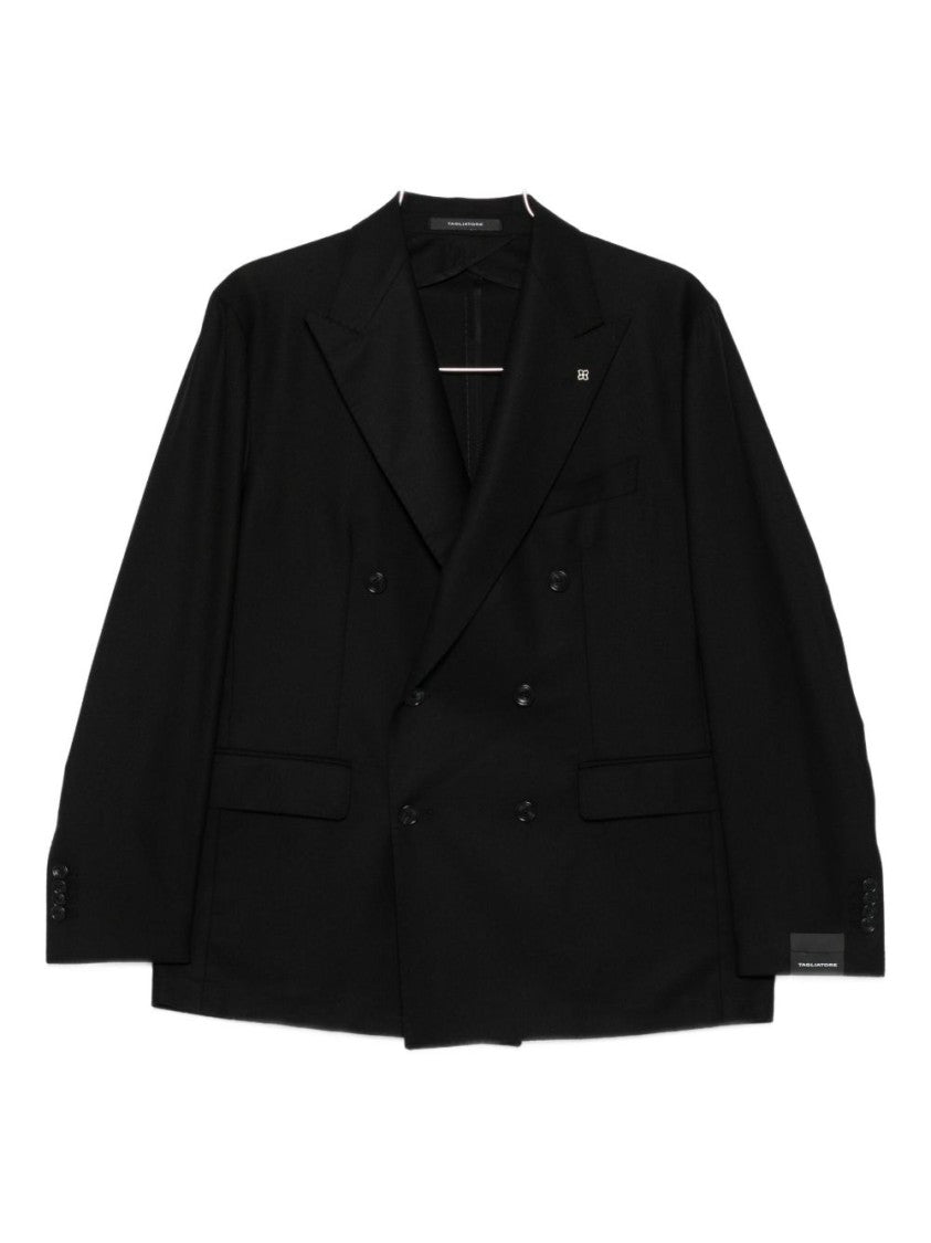 Tagliatore Black Double-Breasted Suit With Peak Lapels