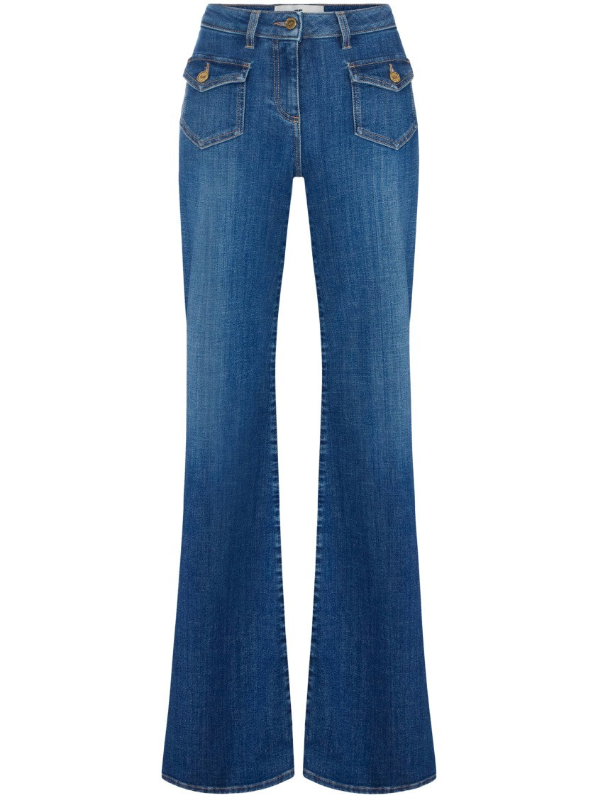 Elisabetta Franchi High-Waisted Flared Jeans With Classic Five-Pocket Styling