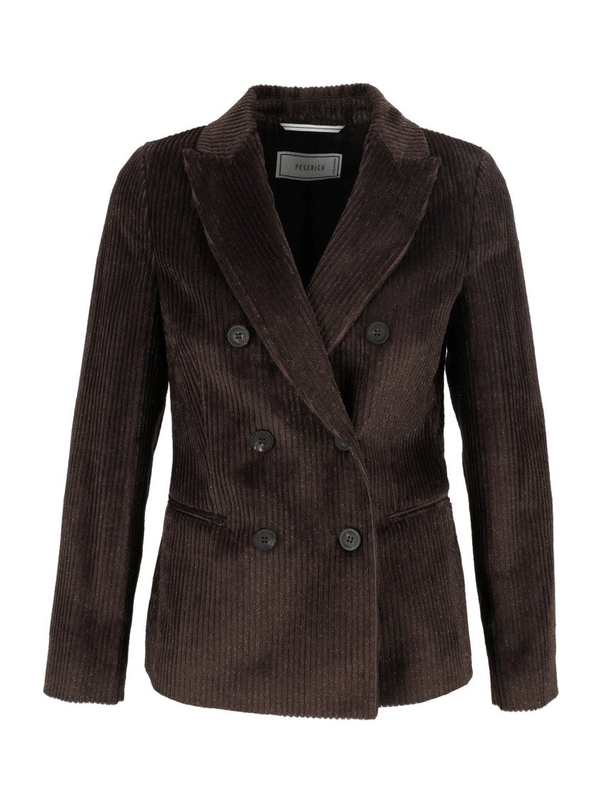 Peserico Textured Corduroy Double-Breasted Jacket