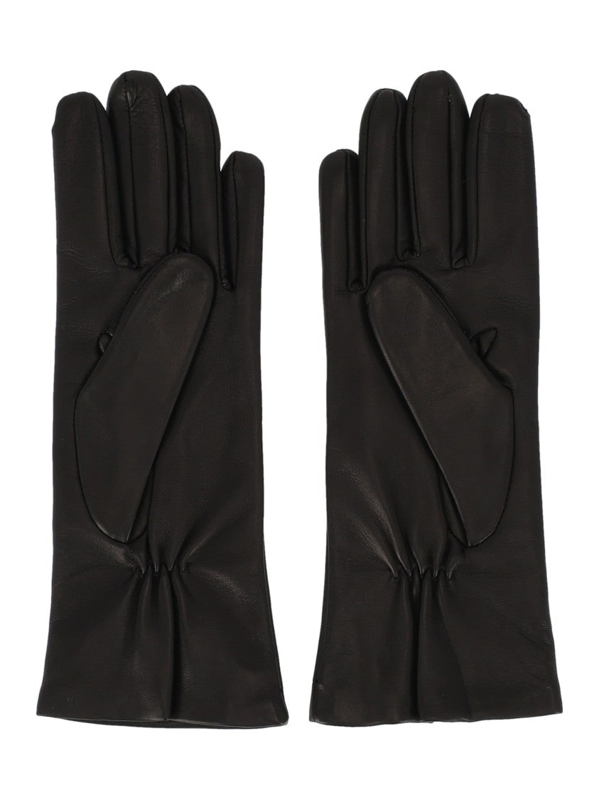 Claudio Orciani Black Nappa Flake Lambskin Leather Gloves