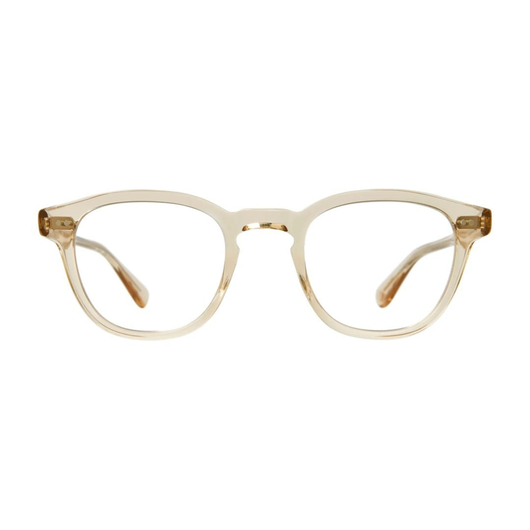 Garrett Leight Evan Translucent Beige Eyeglasses With Rounded Square Design