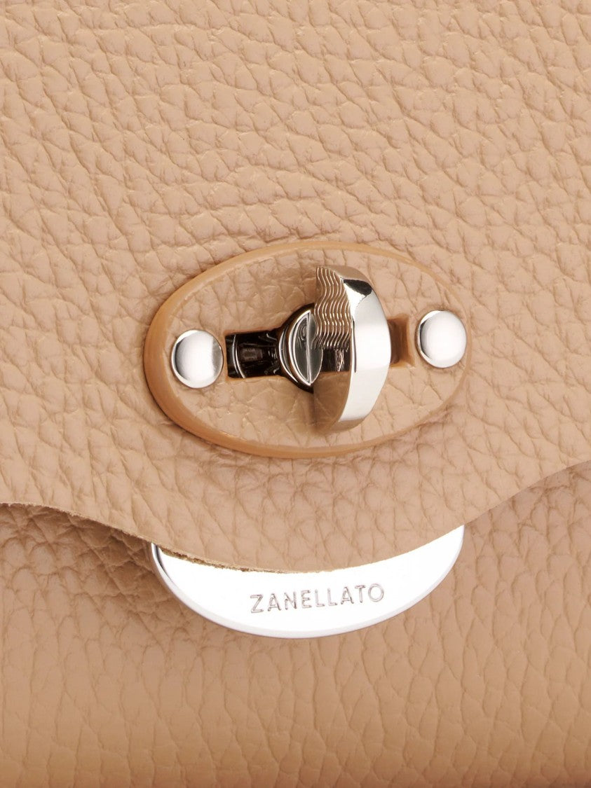 Zanellato Brown Textured Leather Twist Lock Shoulder Bag