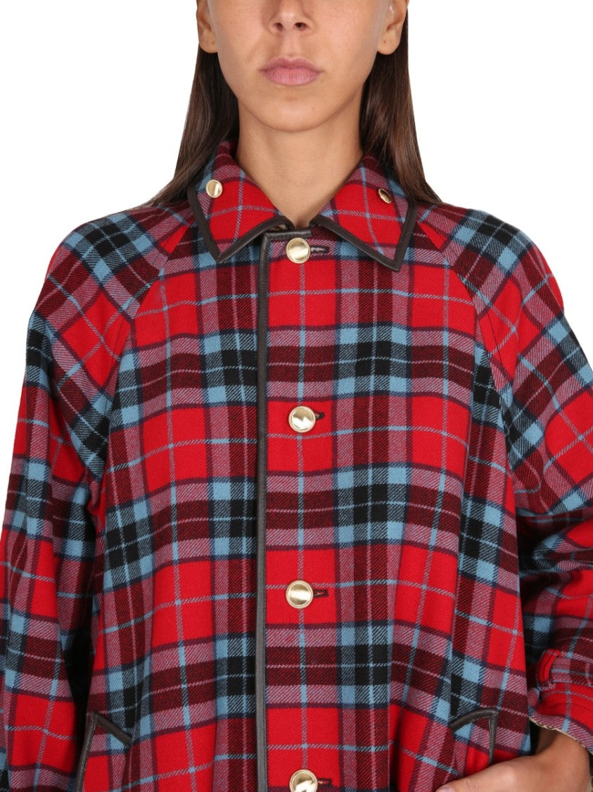 Gucci Pointed Collar Reversible Coat With Distinctive Button Closure