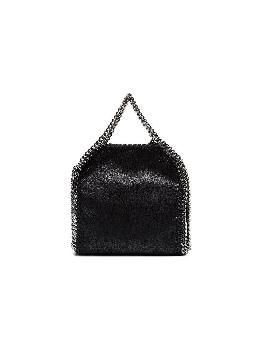 Stella Mccartney Compact Black Faux-Leather Shoulder Bag With Chain-Link Accents