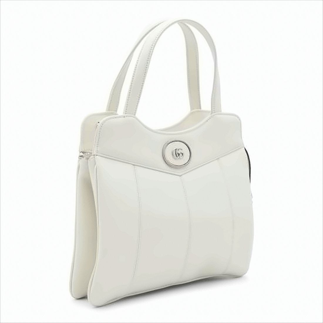 Gucci Structured White Leather Tote With V-Shaped Panel