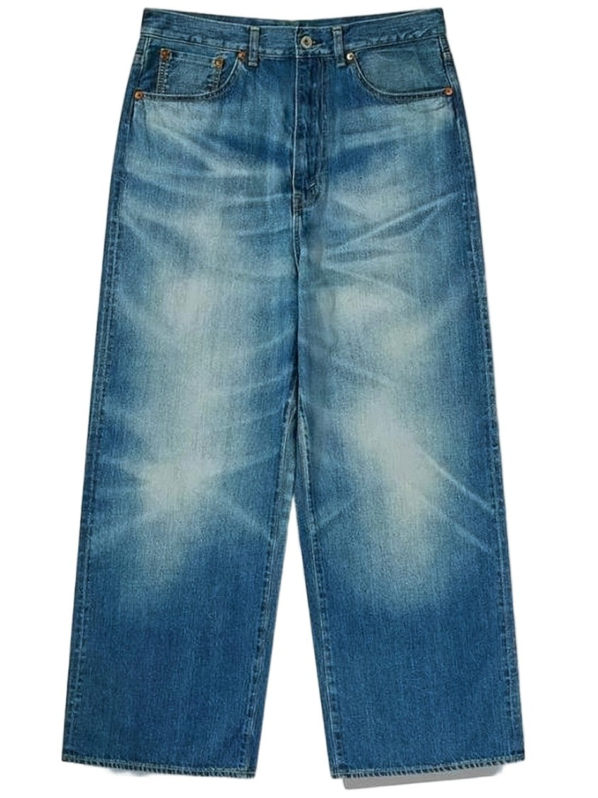 Junya Watanabe Relaxed Wide-Leg Denim Pants With Faded Wash And Classic Five-Pocket Styling