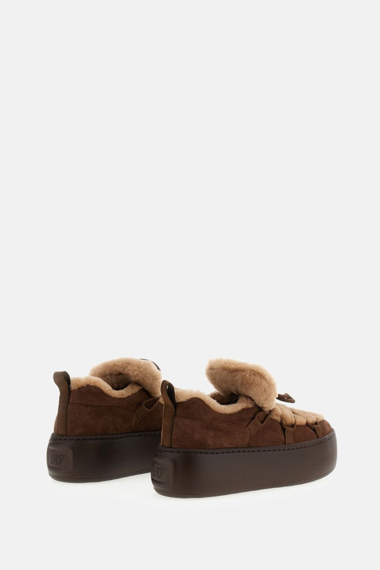 Roger Vivier Quilted Brown Sneakers With Decorative Buckle Detail
