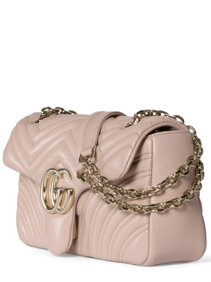 Gucci Quilted Lamb Leather Shoulder Bag With Gold Double G Logo