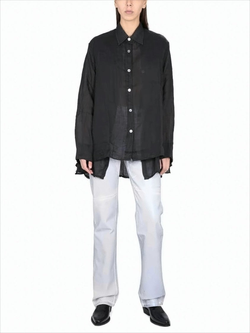 Our Legacy Semi-Sheer Black Shirt With Classic Collar