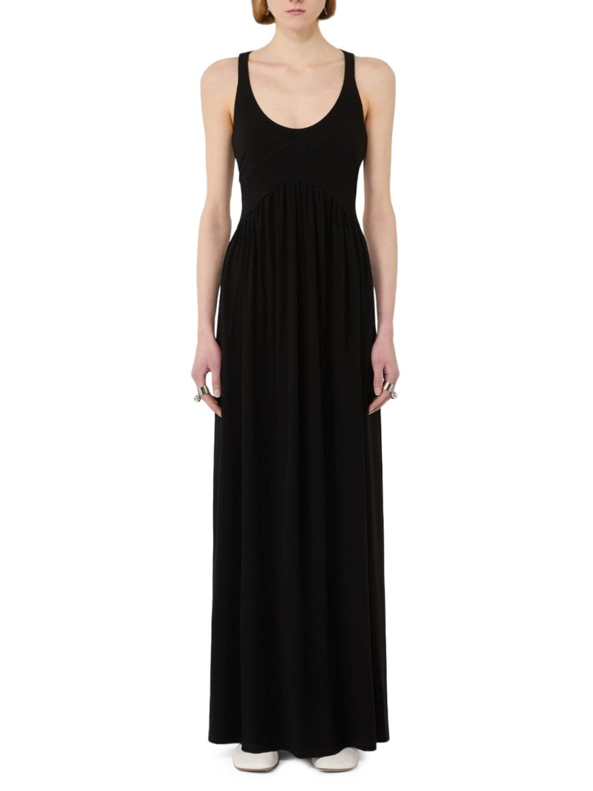 Max Mara Sleeveless Black Jersey Maxi Dress With Cut-Out Back