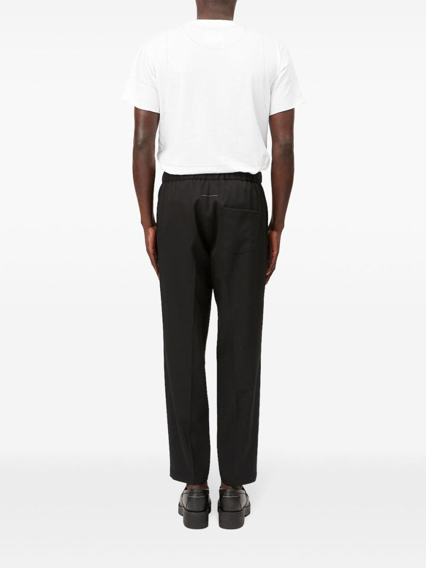 Mm6 By Maison Margiela Mid-Rise Black Trousers With Pleat Detailing And Tailored Cut
