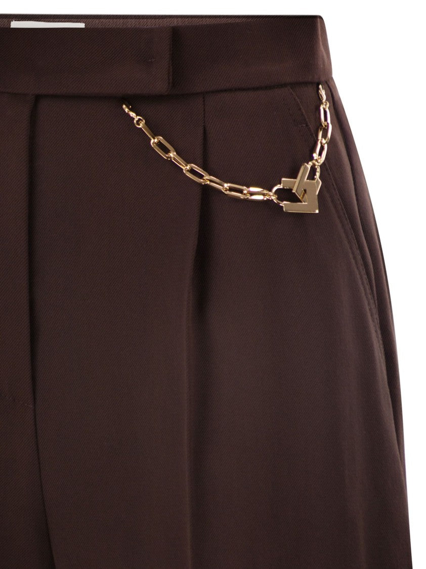 Elisabetta Franchi Gabardine Shorts With Jewelled Gold Logo
