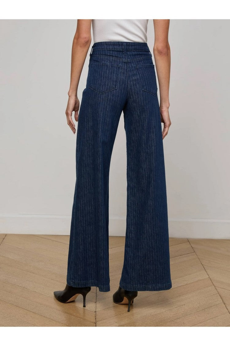 L'agence Black Cotton-Blend Wide-Leg Pants