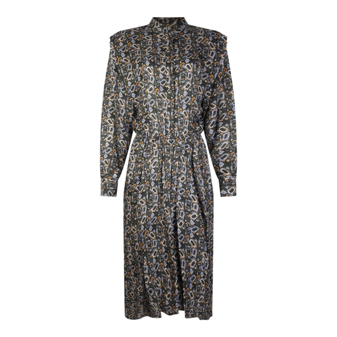 Isabel Marant Midi Dress With Abstract Multicolor Pattern And Structured Shoulders