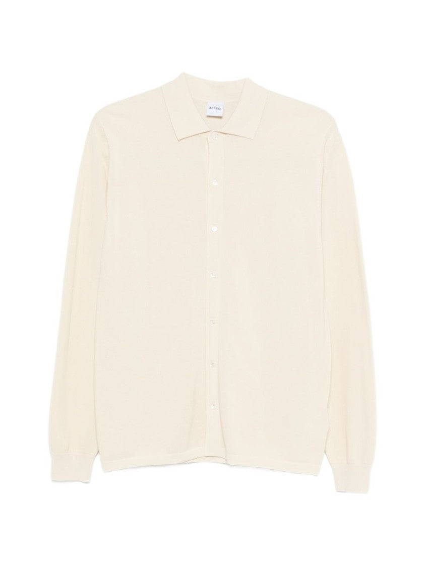 Aspesi Long-Sleeve Cotton Shirt With Classic Collar And Ribbed Cuffs