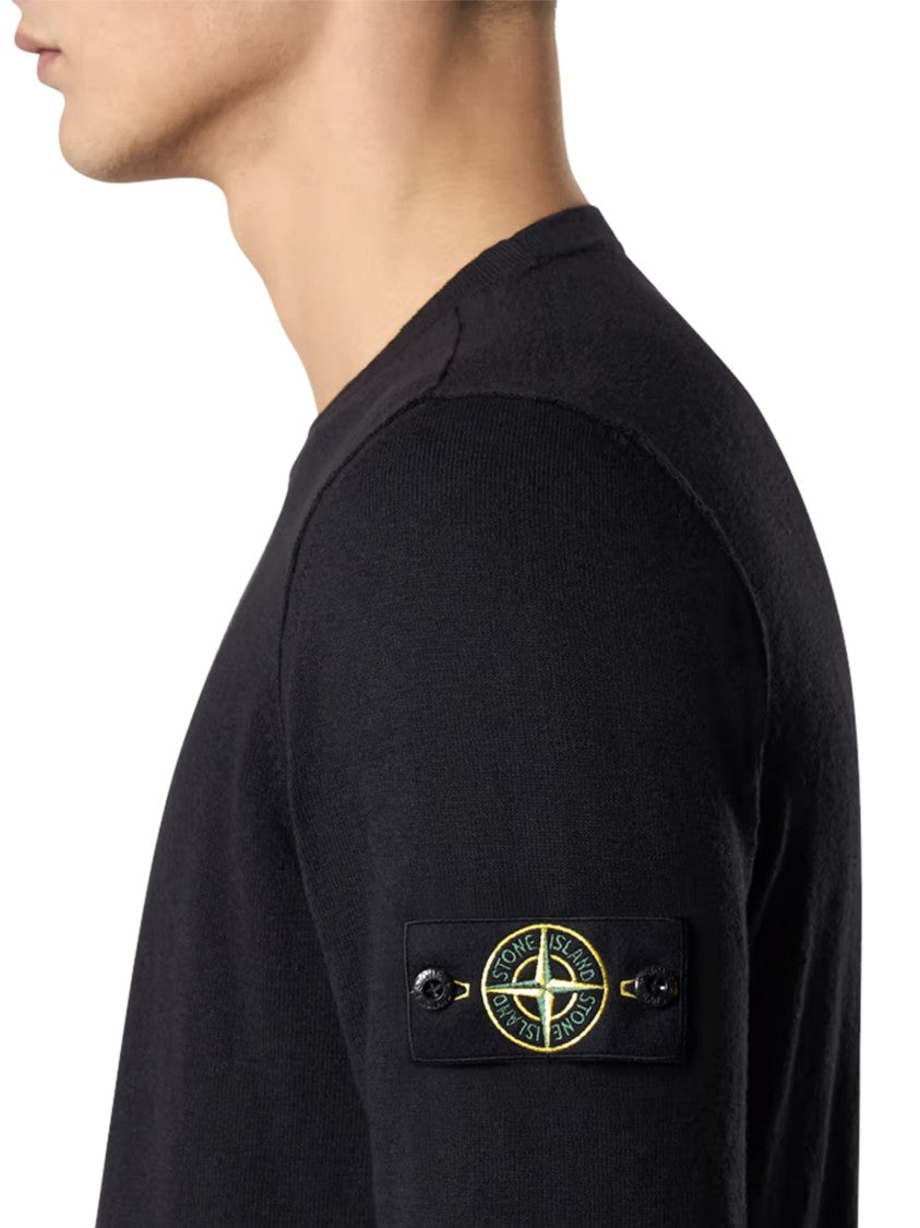 Stone Island Black Sweater With Classic Crew Neckline