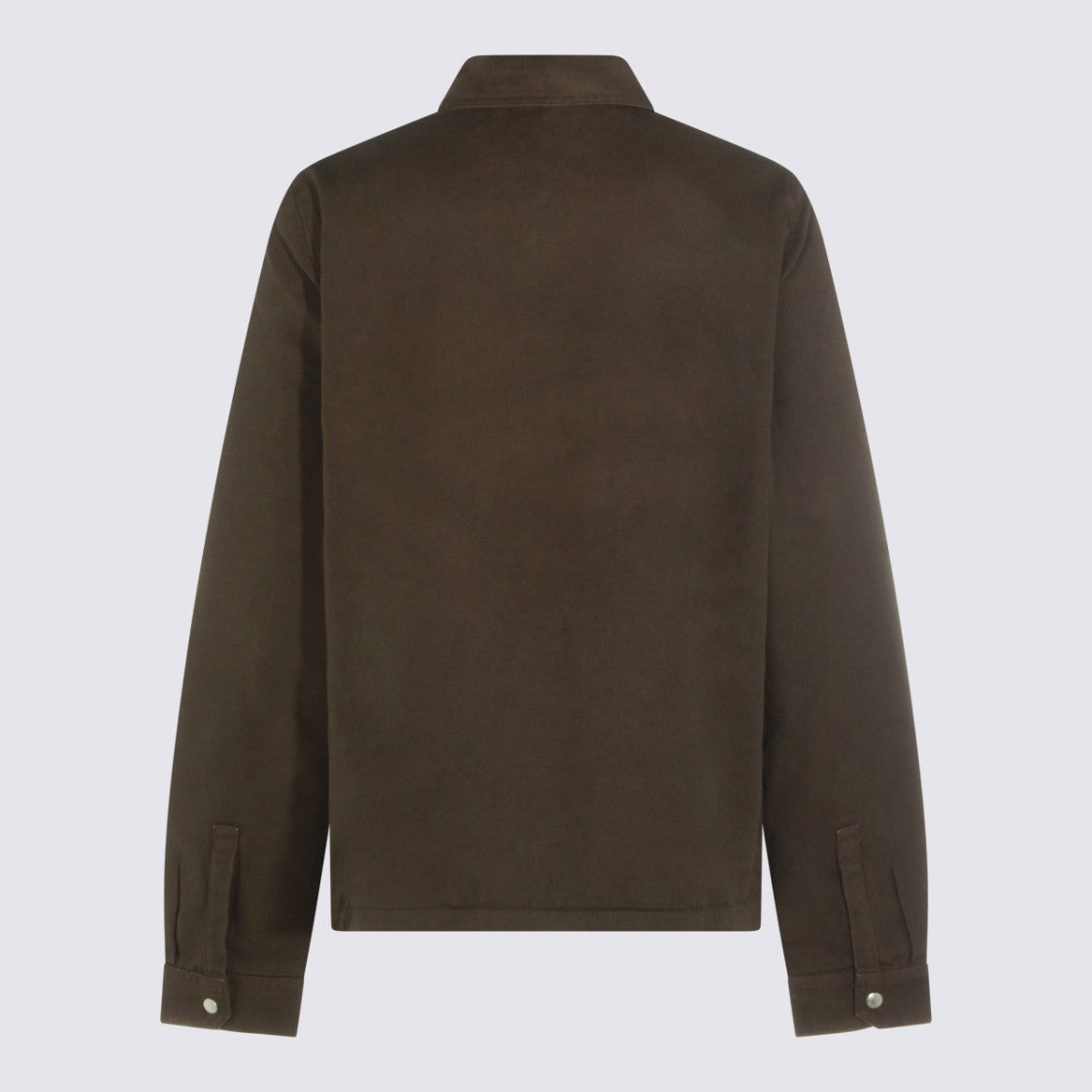 Drkshdw By Rick Owens Minimalist Brown Jacket With Classic Collar And Silver Accents