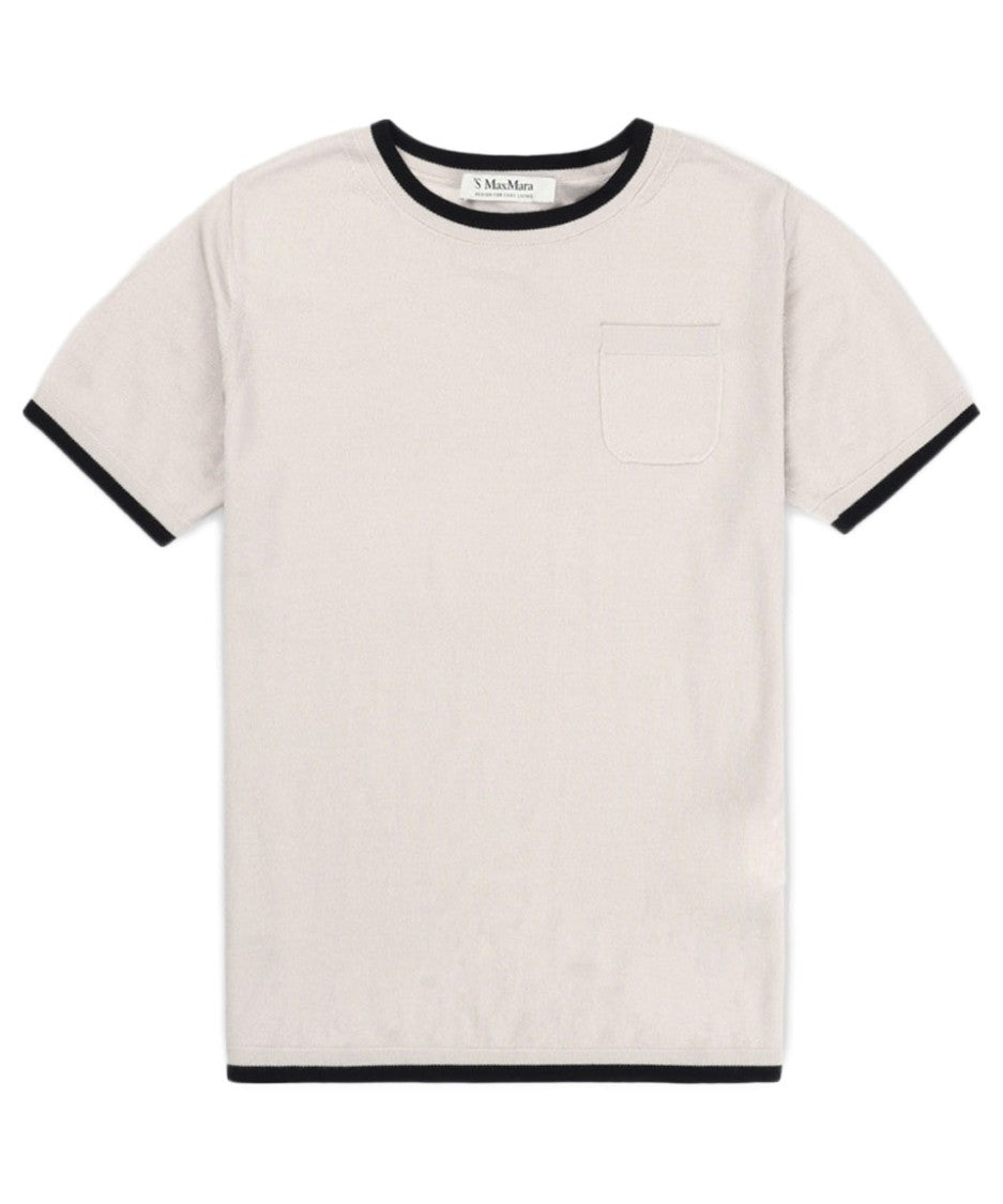 Max Mara Short-Sleeved Wool Sweater With Contrasting Trim