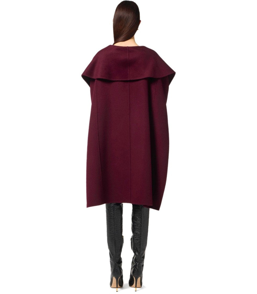 Elisabetta Franchi Merlot Belted Cape