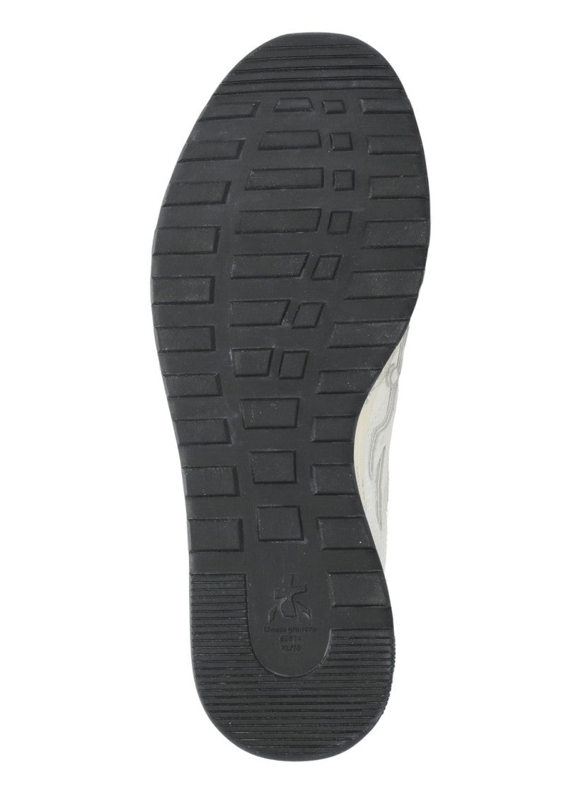 Premiata White Nous 8234 Suede-Blend Distressed Sneakers