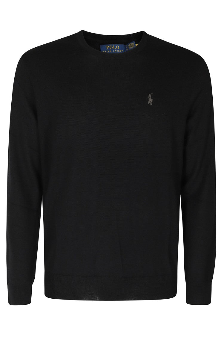 Polo Ralph Lauren Black Crewneck Merino Wool Pullover Sweater