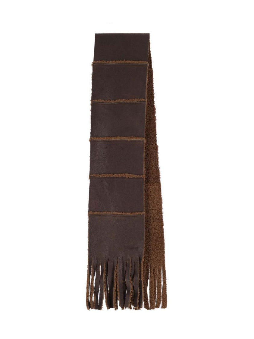 Our Legacy Legacy Lamb Shearling Scarf, Brown, Fringe On Hem