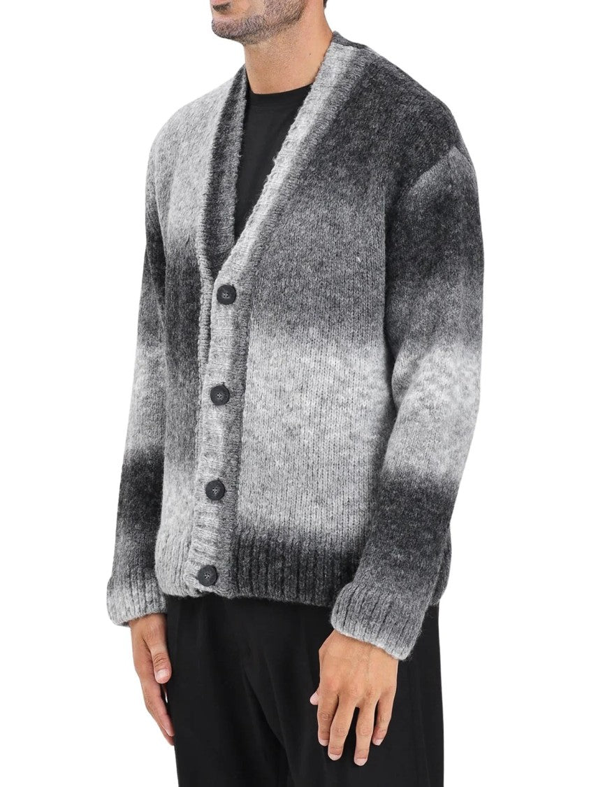 I M Brian Grey Gradient V-Neck Wool-Blend Cardigan