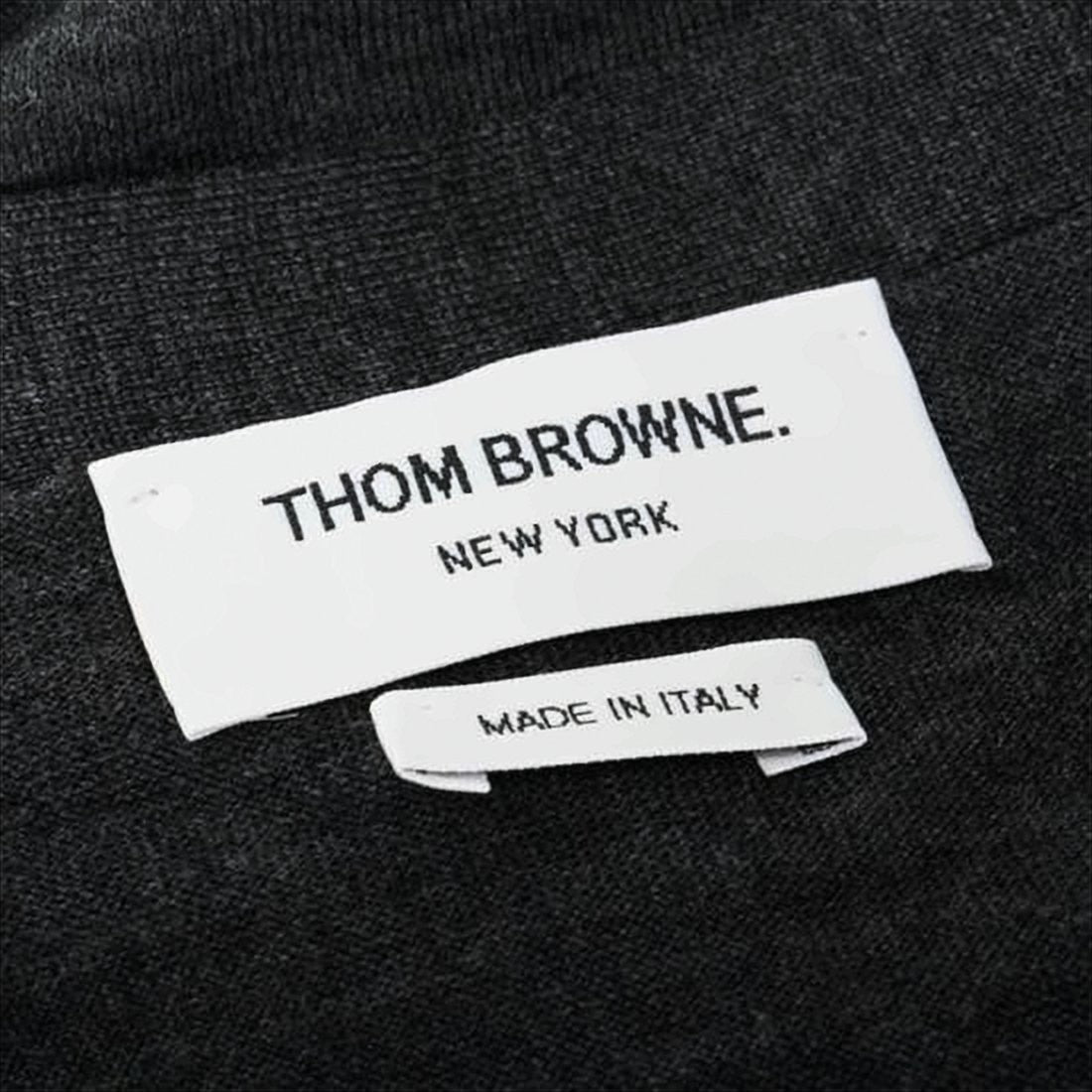 Thom Browne Deep V-Neck Wool Cardigan With Tricolor Accents