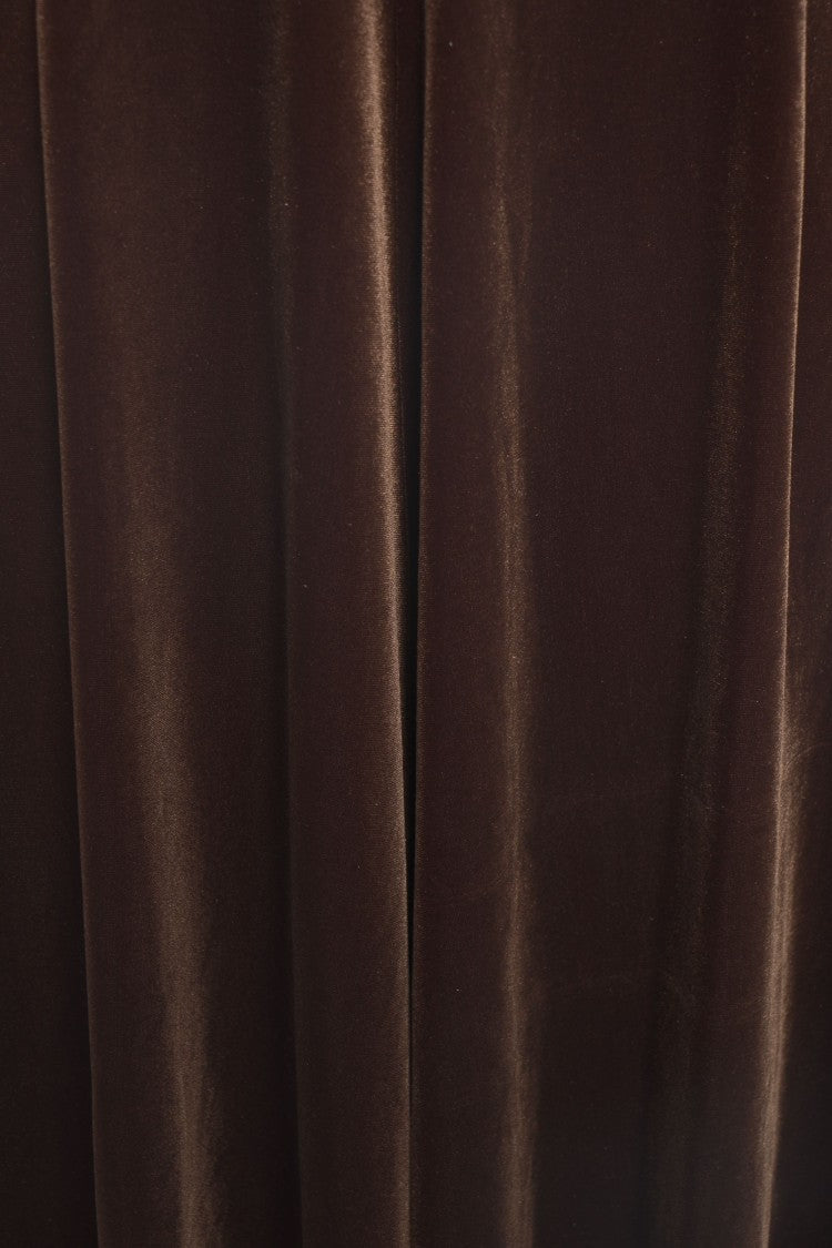 Gender Bronze Velvet Long Maxi Dress With Fitted Silhouette