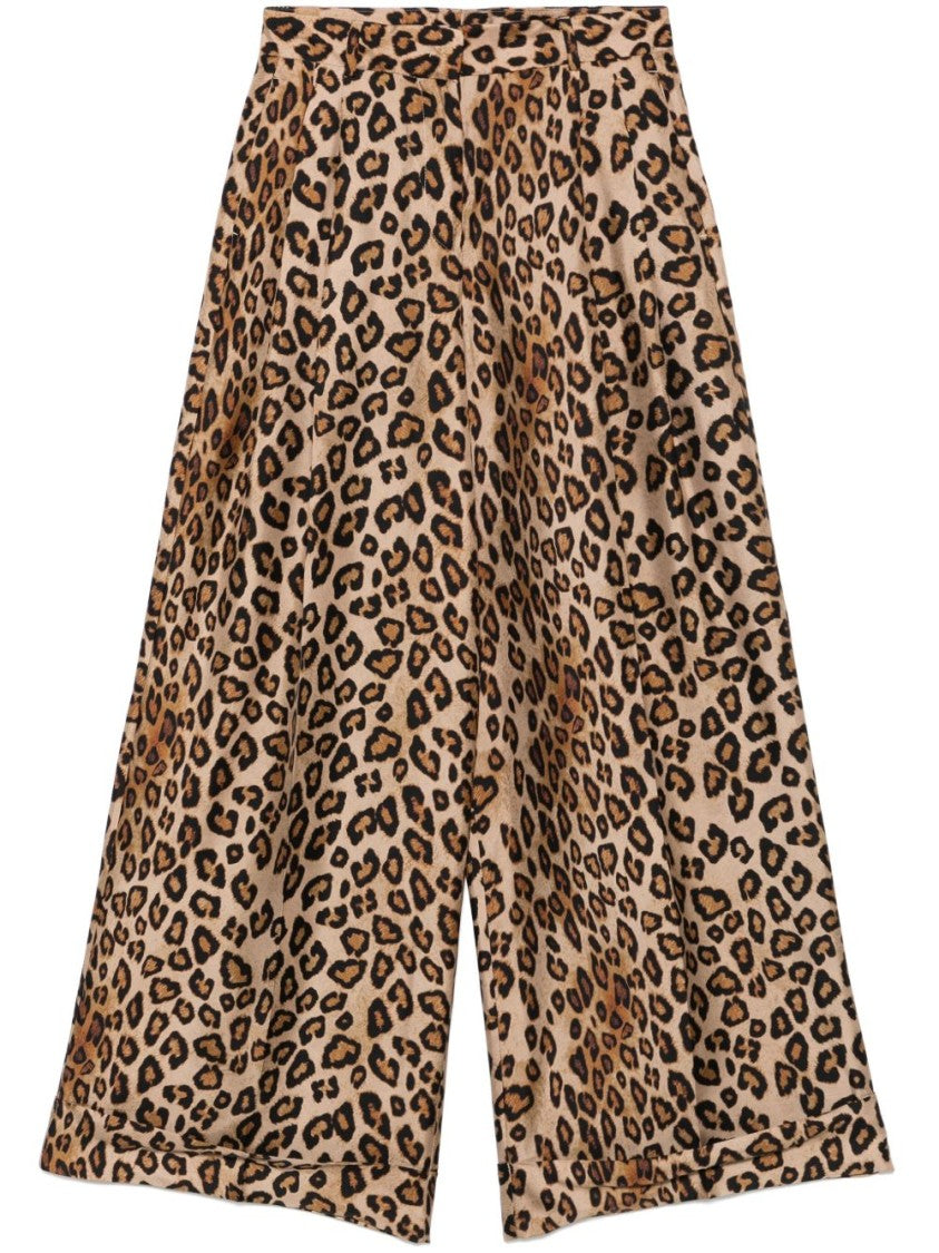 Alberto Biani Wide-Leg Trousers With Leopard Print Design