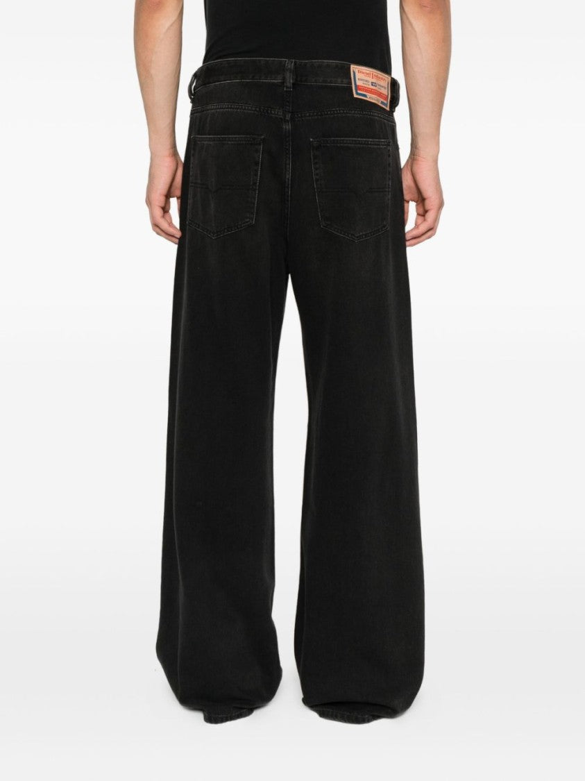 Diesel Relaxed Fit Wide Leg Denim Jeans