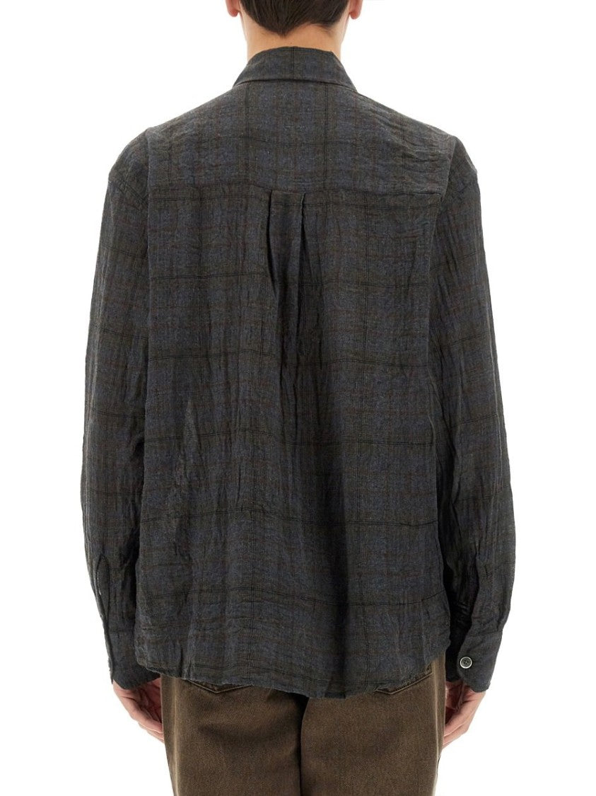 Our Legacy Subtle Checkered Long-Sleeve Shirt With Classic Collar