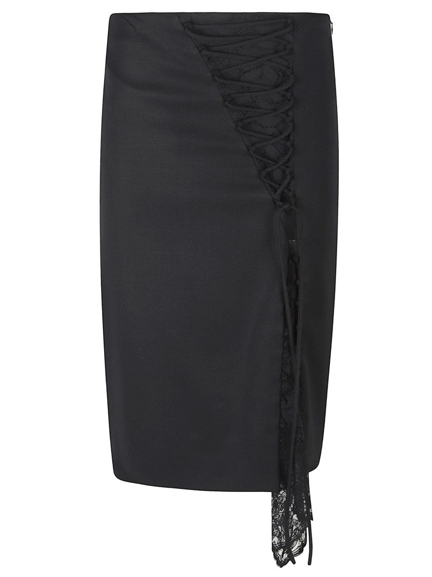 Alexander Mcqueen Black Grain De Poudre Pencil Skirt