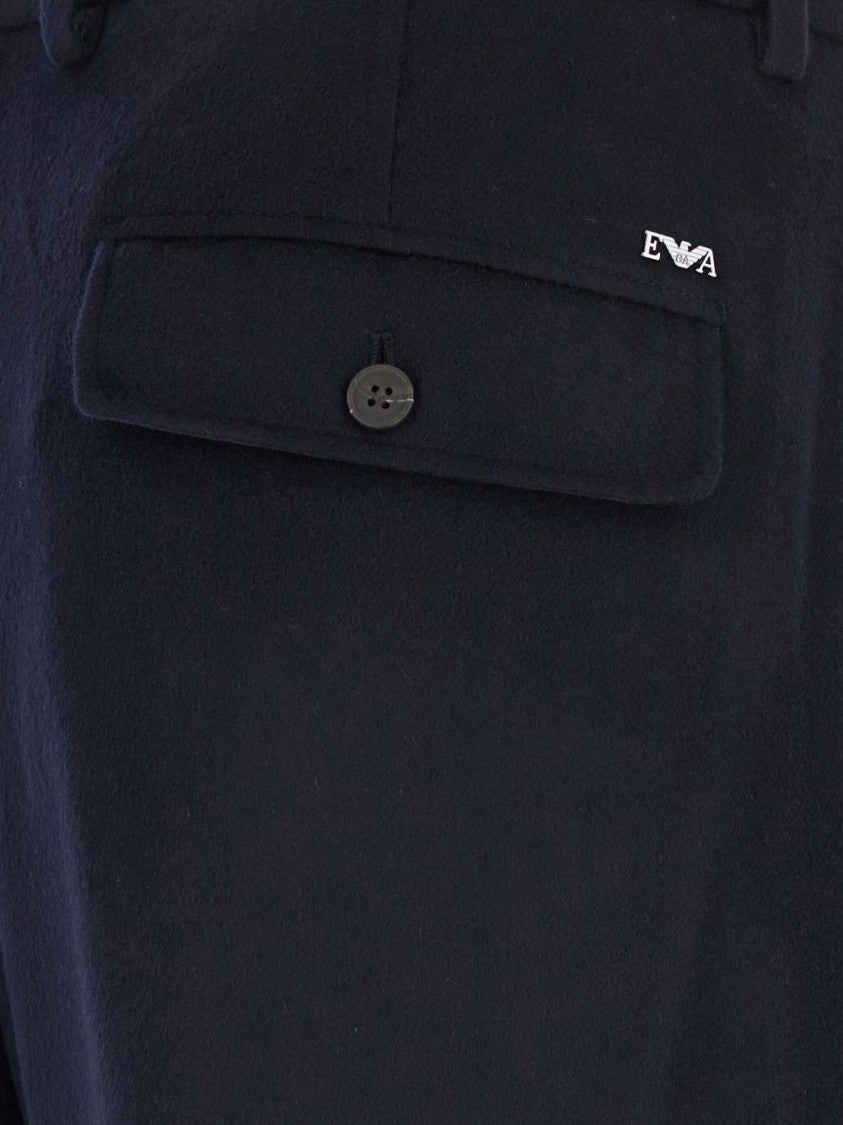 Emporio Armani Tailored Blue Trousers With Front Darts