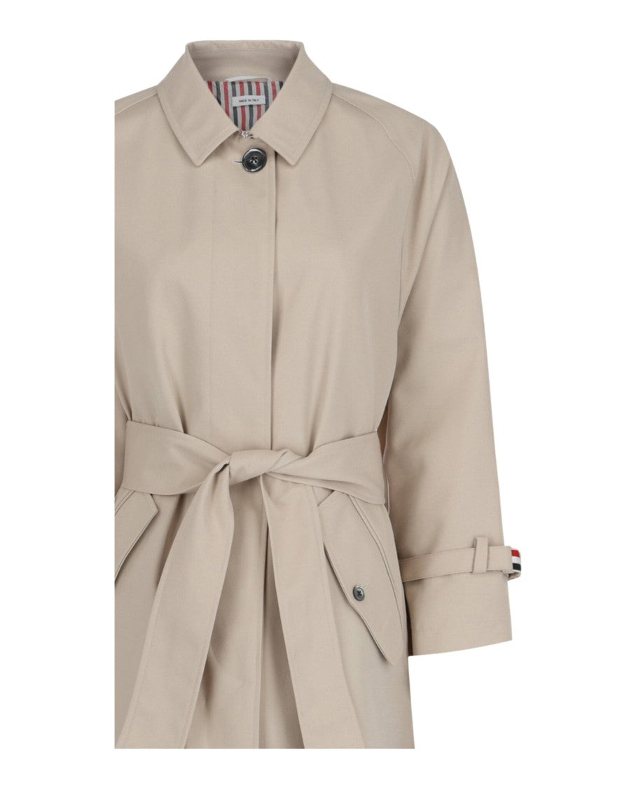 Thom Browne Khaki Waterpoof Cotton Twill Raglan Trench Coat