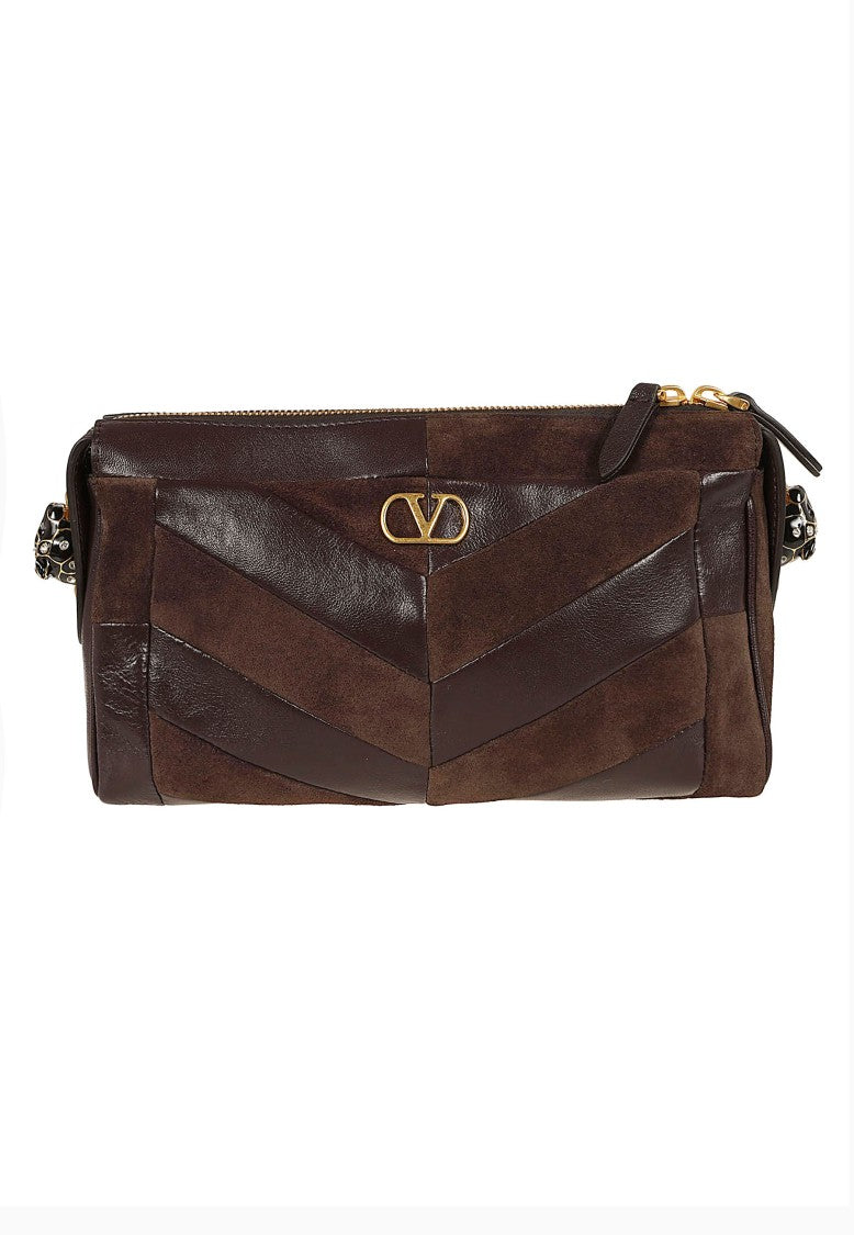 Valentino Garavani Panthea Small Suede Nappa Leather Patchwork Shoulder Bag